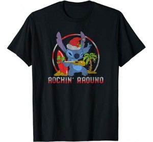 Disney Lilo Stitch Christmas Rockin Around Music T-Shirt